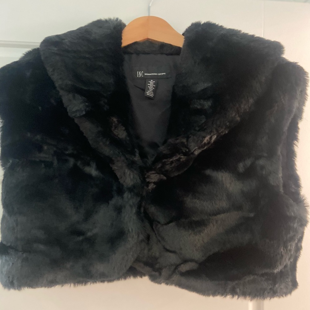 INC International Concepts Black Teddy Jacket